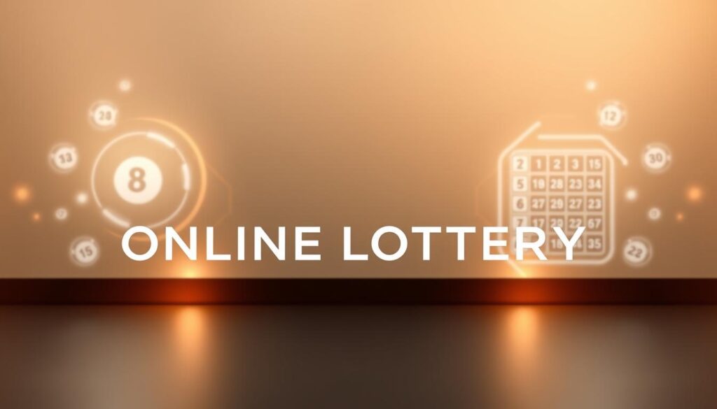 A sleek, modern online lottery interface with a sophisticated, minimalist design. The foreground features a bold, eye-catching "LÔ ĐỀ TRỰC TUYẾN" title in a clean, sans-serif font, set against a subtle gradient background. The middle ground showcases stylized lottery balls and number grids, conveying the core functionality of the online platform. The background subtly hints at a futuristic technology aesthetic, with subtle digital patterns and glowing accents, creating an immersive and engaging visual experience for the user. Soft, diffused lighting casts a warm, inviting glow over the entire scene, reinforcing the sense of a sleek, premium digital product.