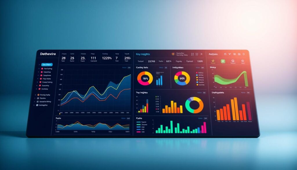 A vibrant, data-driven visualization of "phân tích số liệu xổ số miền trung". A sleek, modern dashboard displays a range of interactive charts and graphs, showcasing key insights and trends extracted from lottery data. The foreground features a sophisticated line chart tracing the historical performance of lottery numbers, while the middle ground presents a series of colorful pie charts and bar graphs highlighting statistical patterns. The background subtly blends shades of blue and gray, conveying a sense of analytical rigor and precision. Carefully curated lighting and camera angles emphasize the clarity and professionalism of the data presentation, creating an image that is both visually striking and informationally rich.